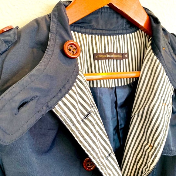 Hazel (Anthropology) Navy Trench Coat sz M, EUC - Picture 3 of 6